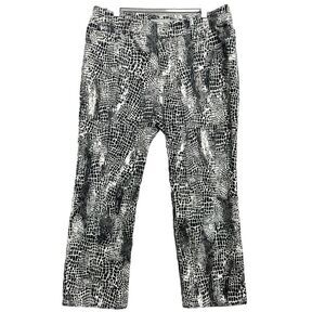 Chicos Platinum Denim High Rise Black And White Snake Print Jeans ~Size 0.5
